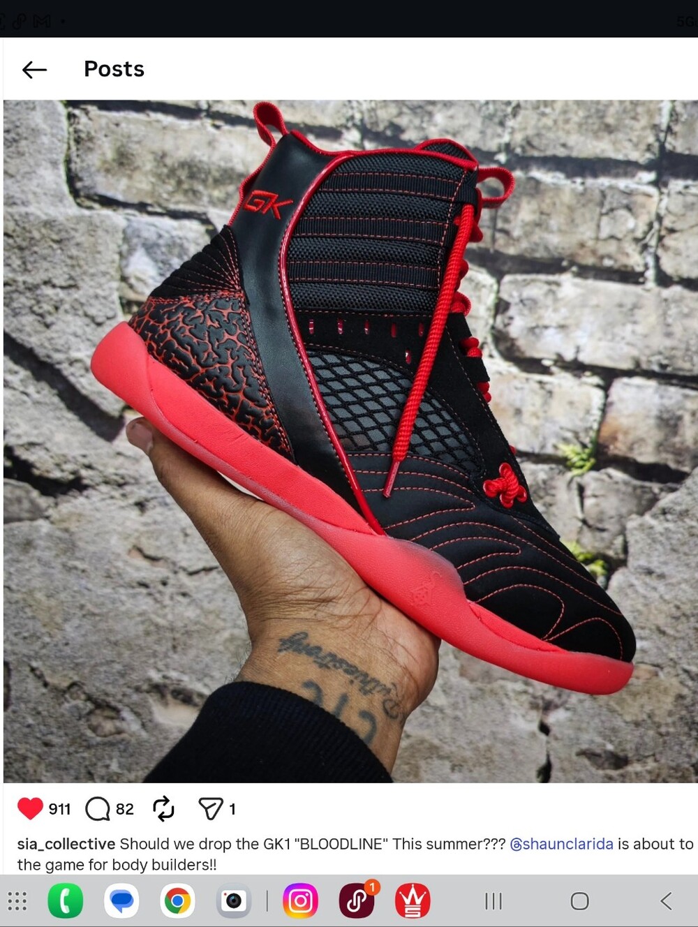 Men's Athletic High-Top Sneakers in Black and Hot Pink